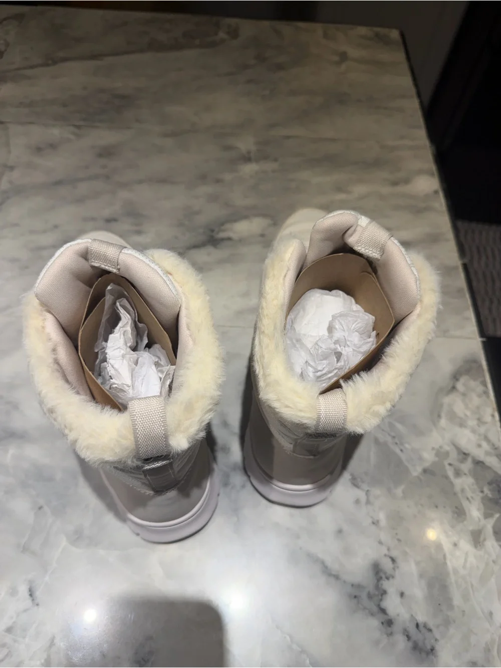 Ryka Women's Cream Faux-Fur Ankle Winter Boots